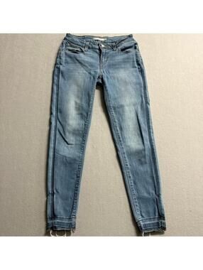 Levis 535 Super Skinny Jeans Womens 26 Blue Denim Raw Hem Stretch